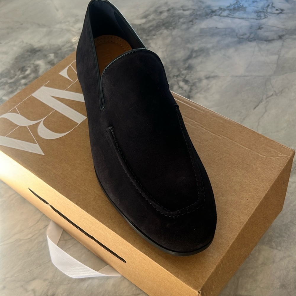 Zara men’s loafers navy suede size 10